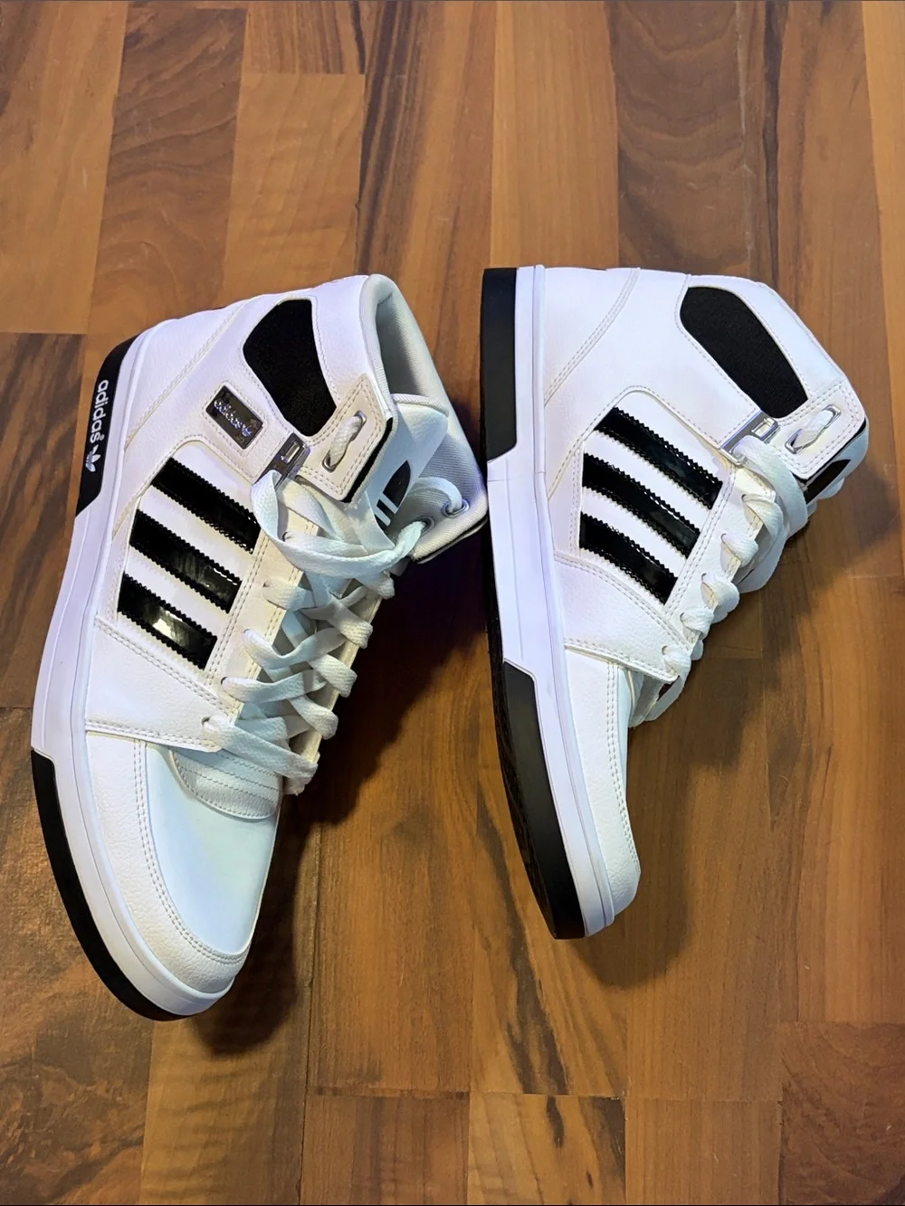 adidas White and Black High-Top Sneakers